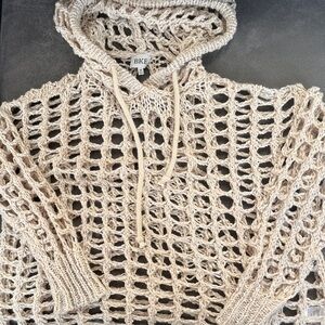 BKE Tan Open Knit Hoodie